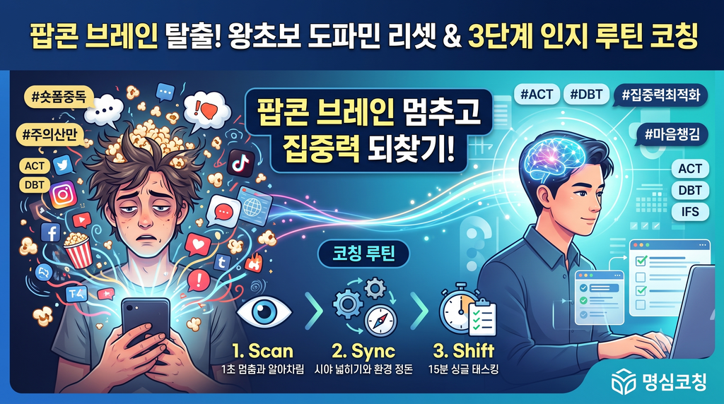 팝콘 브레인 극복과 도파민 리셋 3단계 인지 루틴